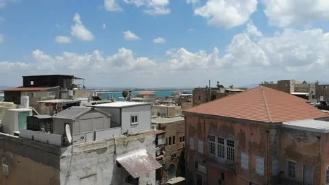 Akko from inside /  drone shot in the old city 스톡 동영상 138010443