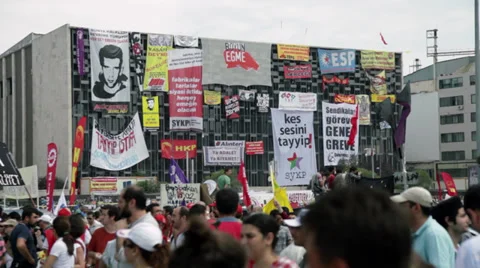 AKM Building on Gezi protests Stock-Footage 34387723