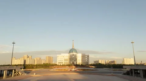 Akorda Presidential Palace at sunset. Astana, Kazakhstan. Time Lapse Stock Footage
