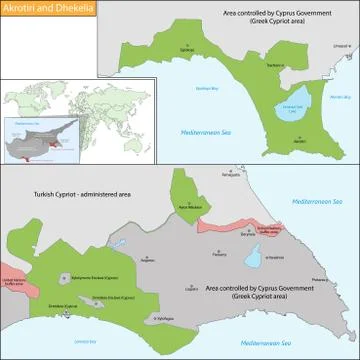 Akrotiri and Dhekelia map Stock Illustration