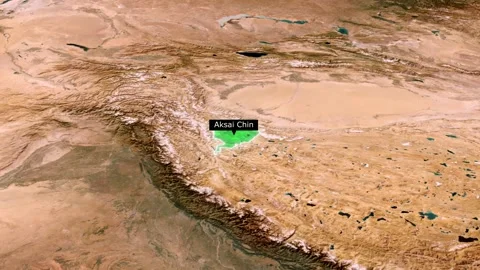 Aksai Chin Disputed Territory Map Animation Himalayas Satellite View Stock Footage 346168549