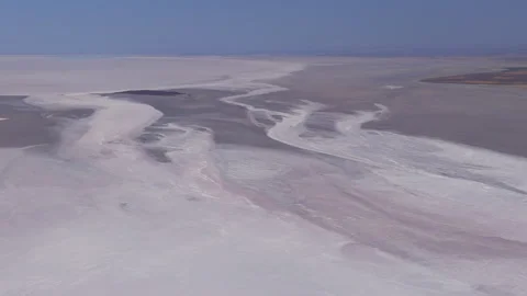 Aksaray, Turkey. Tuz Golu salt plain, vast white expanse with subtle pink tones Stock Footage 339765249