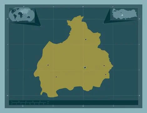 Aksaray, Turkiye. Solid color shape. Locations of major cities of the region イラスト素材