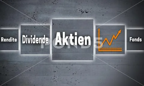 Aktien (in german shares, dividend, yield, fund) touchscreen concept backgrou Stock Photos