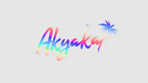 Akyaka. Animated text, palm tree. 4K, Transparent Alpha channel. Stock Footage 157649757