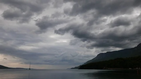 Akyaka Coastline on a Cloudy Day (Time Lapse) Stock Footage 85243016