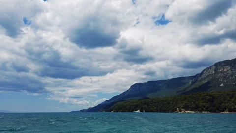 Akyaka Coastline in the Spring (Partial Time Lapse, 60 fps) Stock Footage 115210515