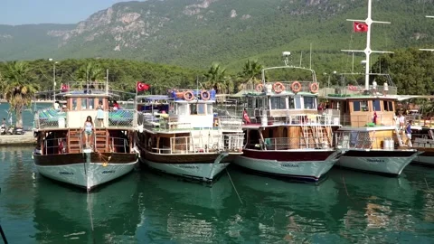 Akyaka Turkey. Yachts are berthed. 스톡 동영상 148395734