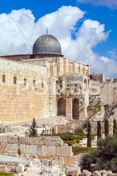 Al-Aqsa Mosque at Day, Jerusalem, Israel Stock Photos