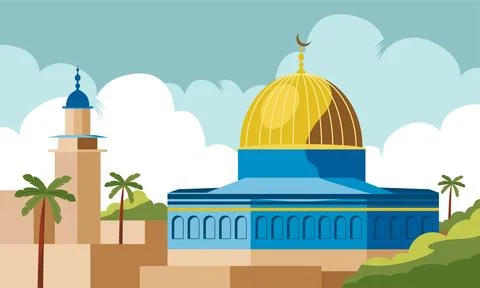 Al aqsa mosque jerusalem vector Stock Illustration
