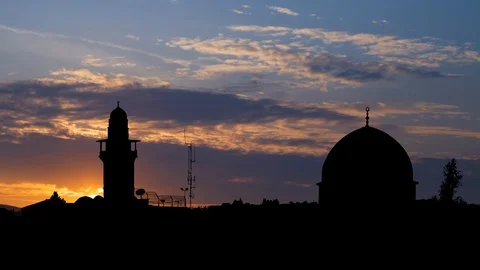 Al-Aqsa Mosque, Time Lapse at Sunrise, Old City of Jerusalem, Israel Stock Footage 117973100