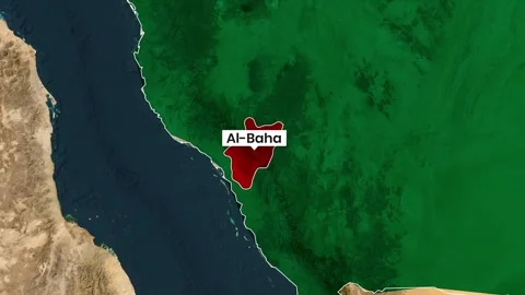 Al Baha Region Highlighted on Saudi Arabia Map Animation Stock Footage 340537504