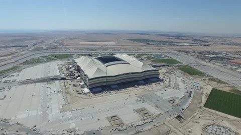 Al Bayt Stadium Construction 2 Video stock 220121708