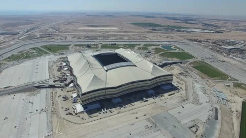 Al Bayt Stadium Construction 3 Video stock 220121302