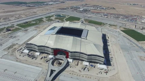 Al Bayt Stadium Construction 4 Video stock 220121728