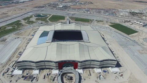 Al Bayt Stadium Construction 5 Video stock 220121847