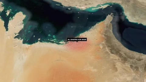 Al Dhafra Air Base Location Map UAE Military Base Animation Stock Footage 311952248
