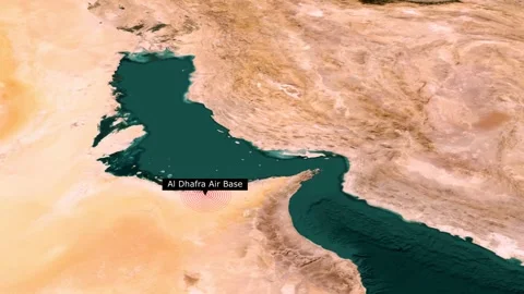 Al Dhafra Air Base Location Map, UAE Satellite Zoom Animation Stock Footage 344326620
