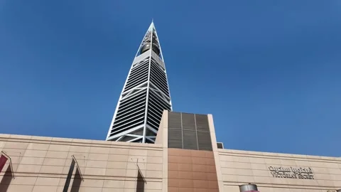 Al Faisaliah Tower and Kingdom Centre rising in Riyadh, Saudi Arabia Stock Footage 306288293