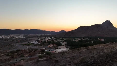 Al Hajar Mountains Dramatic Sunset Aerial Drone Oman Stock Footage 333476688