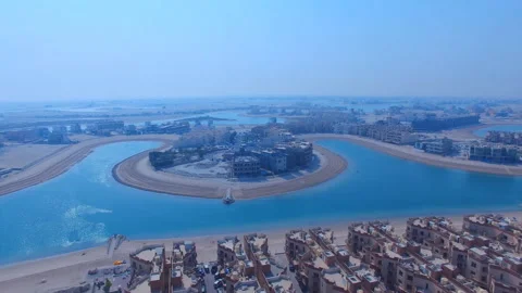 Al Hiran, Kuwait. artificial islands, construction of new houses (aerial view) Stock Footage 106793545