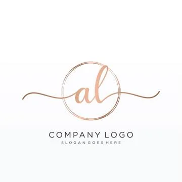 AL Initial handwriting logo design Stock Illustration