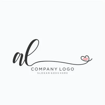 AL Initial handwriting logo design Stock Illustration