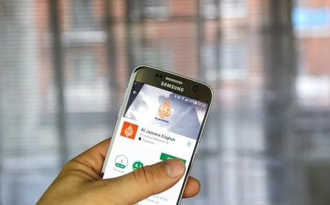 Al Jazeera app on Android phone Stock Photos