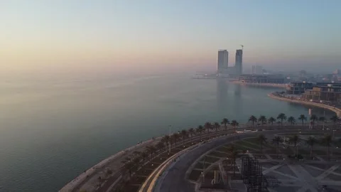 Al Khobar Corniche and Towers Aerial View Saudi Arabia Stock Footage 335545104