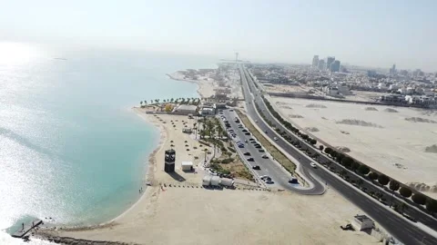Al Khobar Waterfront Expansion and Land Reclamation Drone Footage Stockbeeldmateriaal 335034628