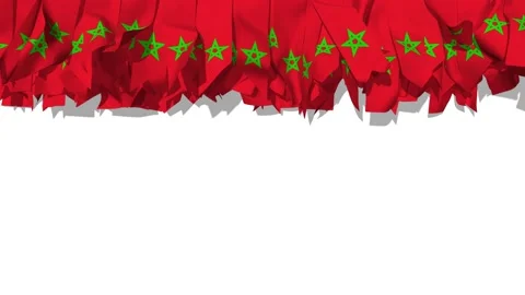 Al Maghreb, Morocco Flag Strip Waving in The Wind, 3D Rendering Stock Footage 230034692