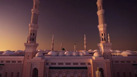 Al Masjid an Nabawi 3d mosque Camera 01 Stock Footage