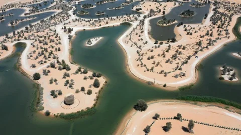 Al Qudra lakes drone Stock Footage 115165643