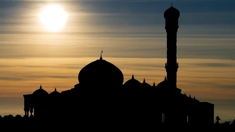 Al Zulfa Mosque or Royal Guards of Oman Mosque,  Time Lapse at Sunset Stock Footage 112185509