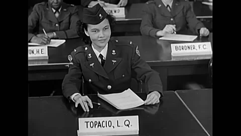 ALABAMA - 1951 - Flight nurses attend lecture and ask questions at Gunter Air Stock Footage 296692891
