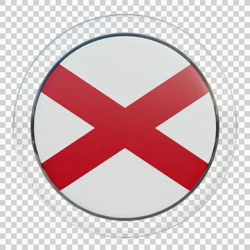 Alabama 3d illustration flag on pole. Wood flagpole Stock Illustration