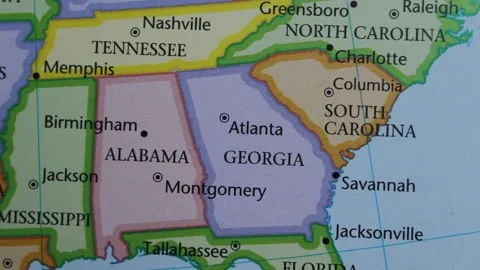 Alabama and Georgia on a map Stock Footage 285778301