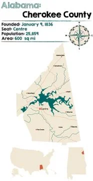 Alabama: Cherokee county map Stock Illustration