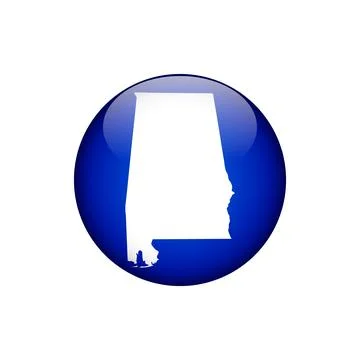 Alabama Circle Button States of US Map Icon Vector Template Illustration Desi Stock Illustration