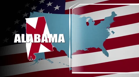 Alabama Countered Flag and Information Panel Stock Footage 66769339