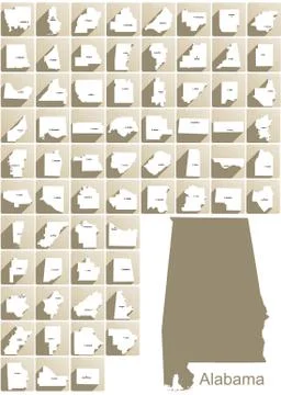 Alabama County Icon Set Illustrazione stock