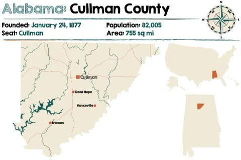 Alabama: Cullman county map Stock Illustration