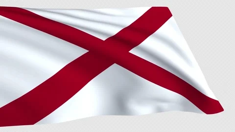 Alabama flag waving on a transparent background Stock Footage 323639356