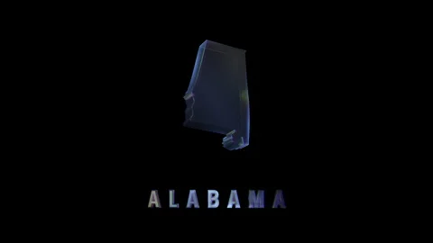 Alabama glossy 3D map with dark background Stock Footage 311268280