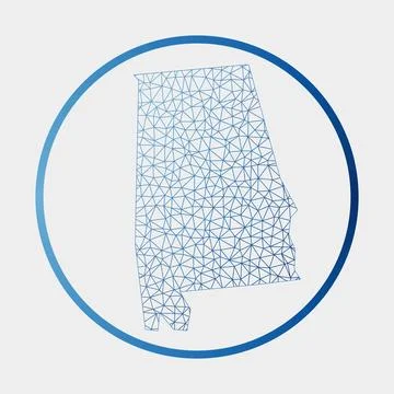Alabama icon. Network map of the us state. Round Alabama sign with gradient.. Stockillustratie