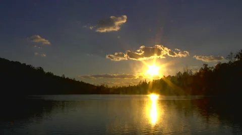 Alabama Lake Scene Sunset Time Lapse Stock Footage