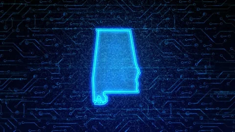 Alabama Map Digital Technology Opener Video stock 335475540