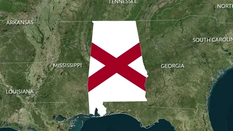 Alabama Map With Flag Animation Video stock 323982766