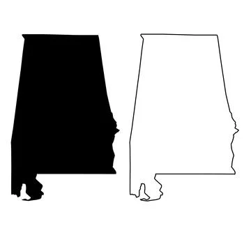 Alabama map icon on white background. Alabama state sign. Map black outline Stock Illustration