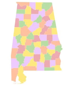 Alabama map with multiple colors Stock Illustration